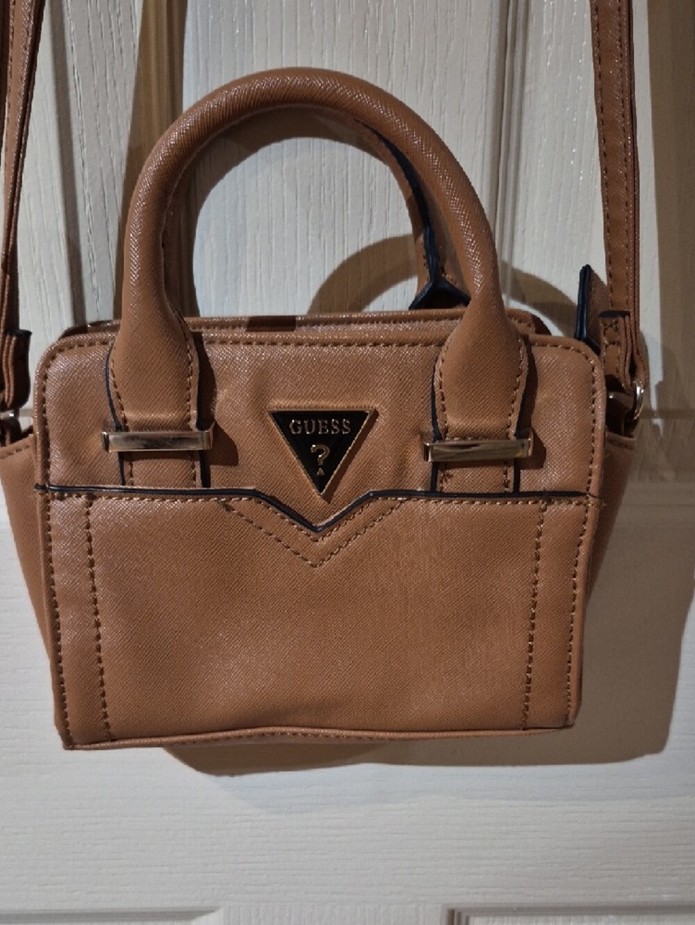 Guess Tan Mini Crossbody Satchel